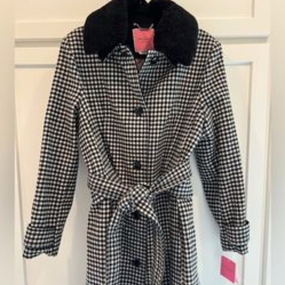 Brand New KATE SPADE NEW YORK Gingham Single Breasted Belted Coat - Picture 7 of 9